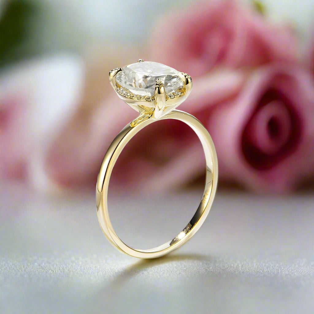 10k Yellow Gold Solitaire Diamond Engagement Ring-Black Diamonds New York