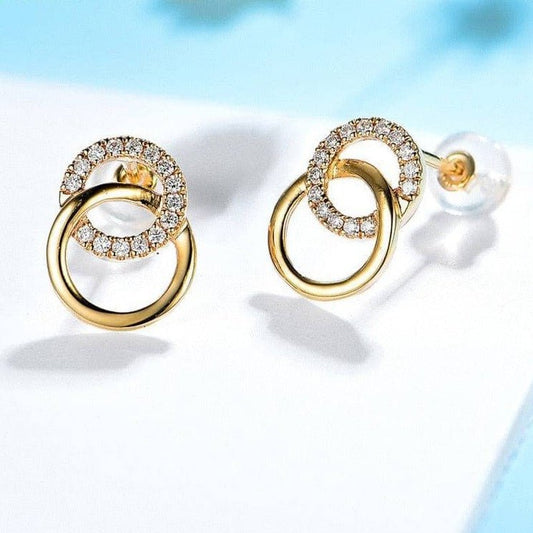 10K/14K Yellow Gold Natural Diamond Gemstone Small Stud Earrings-Black Diamonds New York