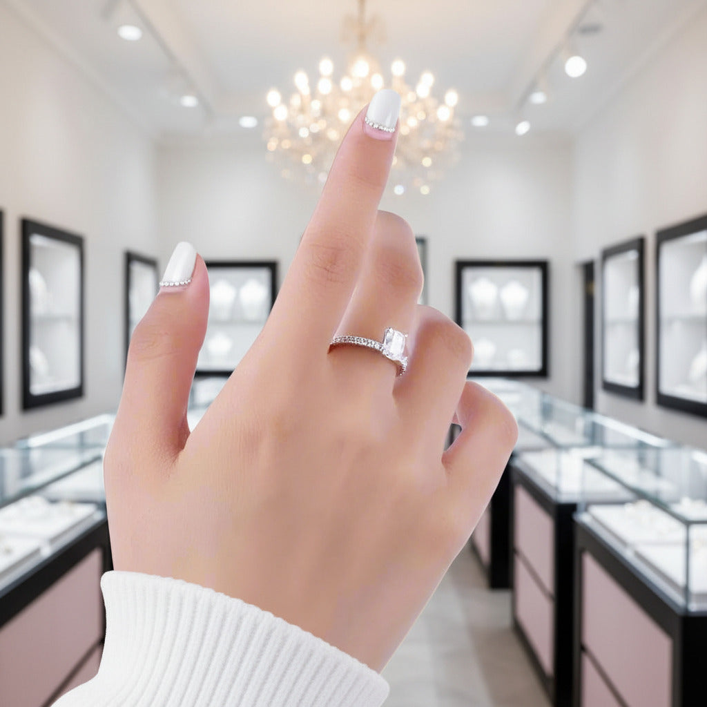 10k White Gold 1.0 Ct Cushion Cut Diamond Option Engagement Ring-Black Diamonds New York