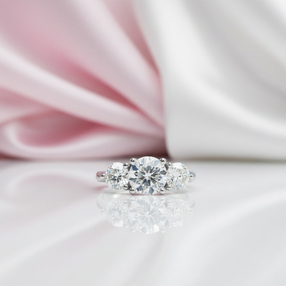 10k White Gold 2ctw Three-Stone Diamond Option Engagement Ring-Black Diamonds New York