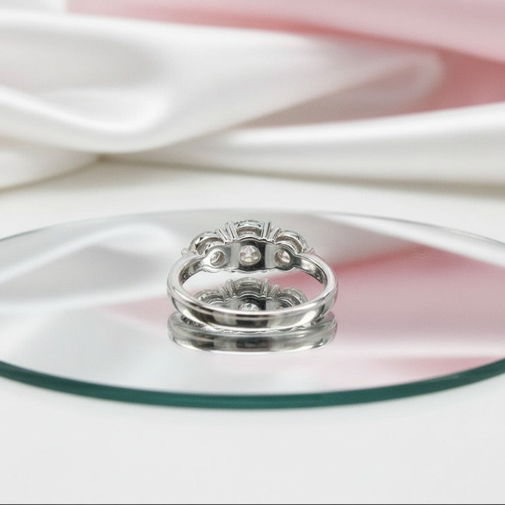 10k White Gold 2ctw Three-Stone Diamond Engagement Ring-Black Diamonds New York