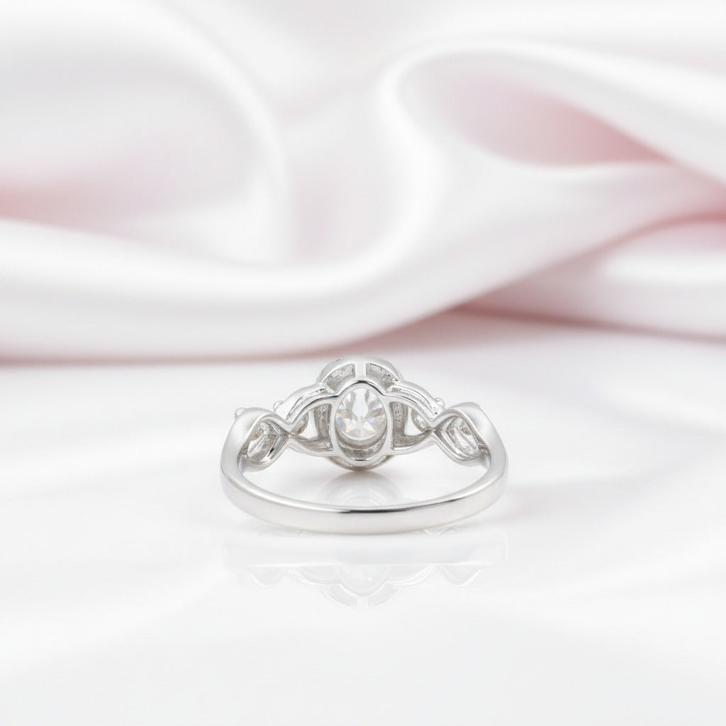 10k White Gold 5*7mm Oval Cut Halo Diamond Option Engagement Ring-Black Diamonds New York