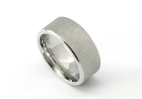 10mm Men's Plain Brushed Ring Band-Black Diamonds New York