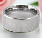 10mm Men's Plain Brushed Ring Band-Black Diamonds New York