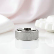 10mm Men's Plain Brushed Ring Band-Black Diamonds New York