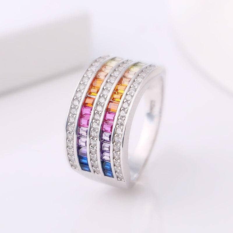 10mm Rainbow Crystal Ring-Black Diamonds New York