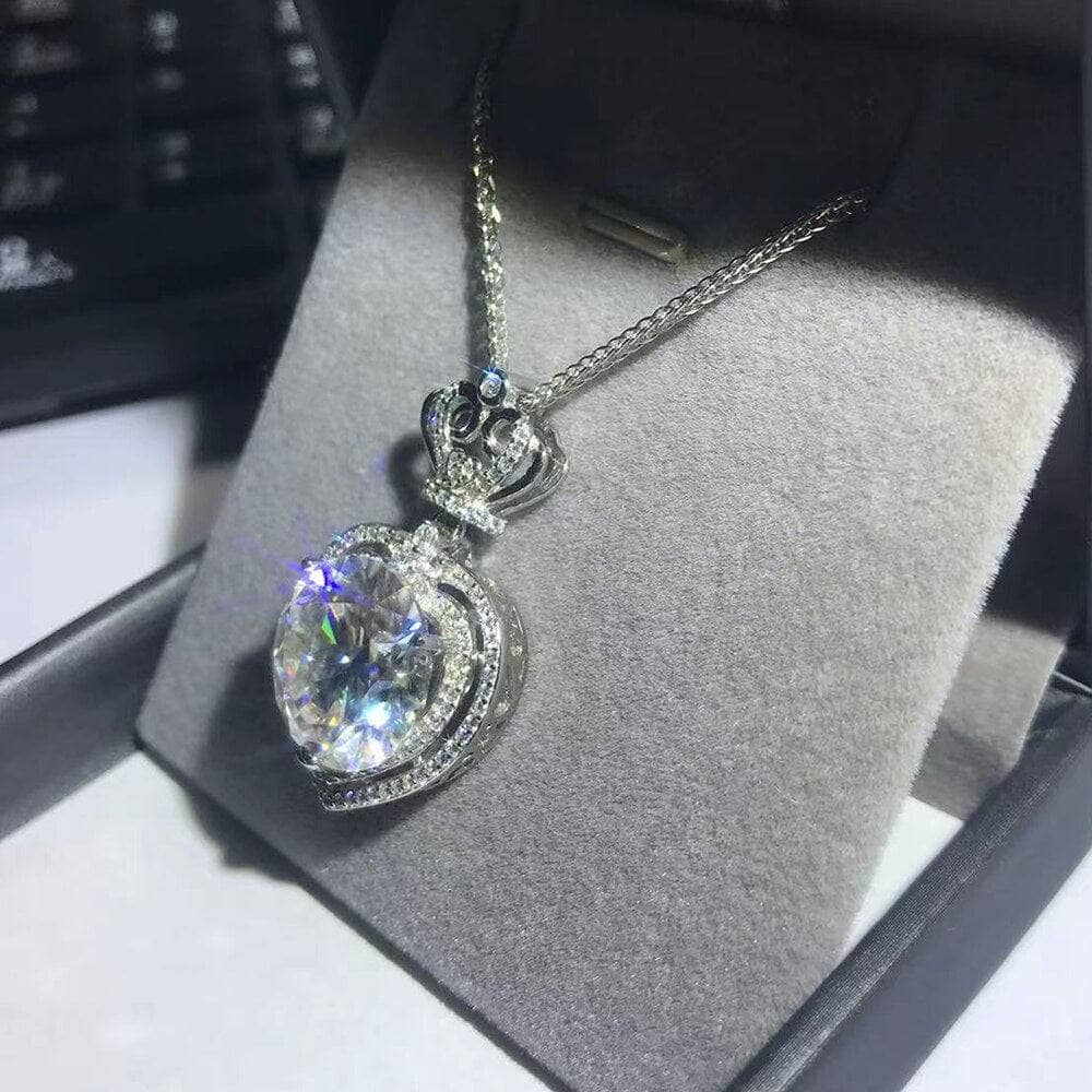 1/10ct Moissanite Diamond Clavicle Crown Necklace-Black Diamonds New York