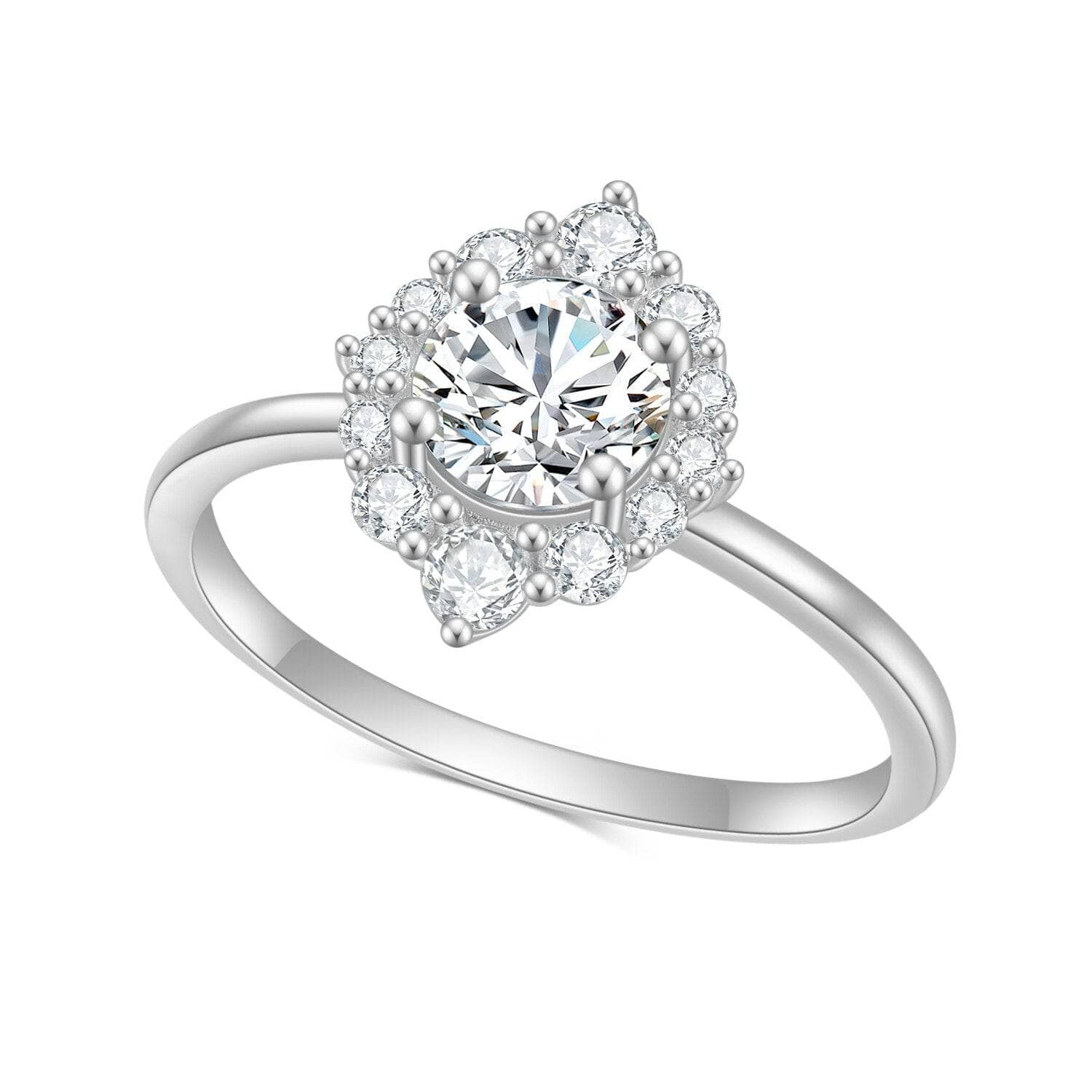 1.12Ct Round Cut Moissanite Halo Engagement Ring-Black Diamonds New York