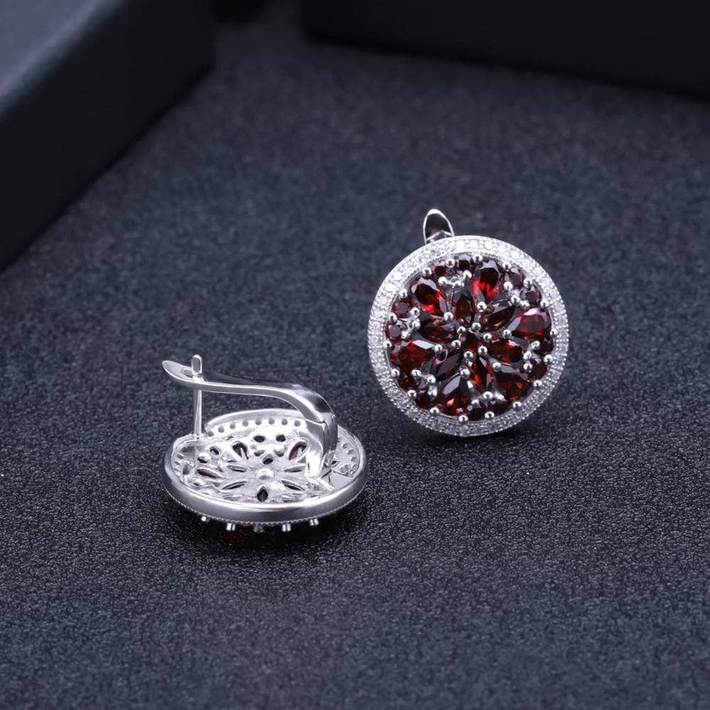 11.65Ct Natural Red Garnet Gemstone Earrings Ring Set