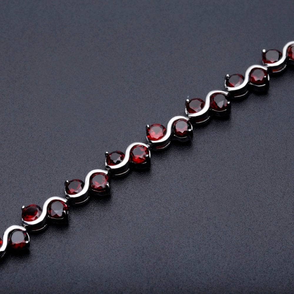 11.79Ct Natural Red Garnet Gemstone Bracelet-Black Diamonds New York