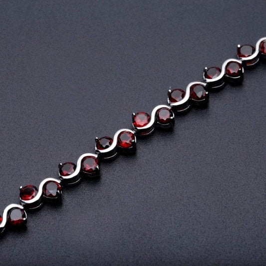 11.79Ct Natural Red Garnet Gemstone Bracelet - Black Diamonds New York