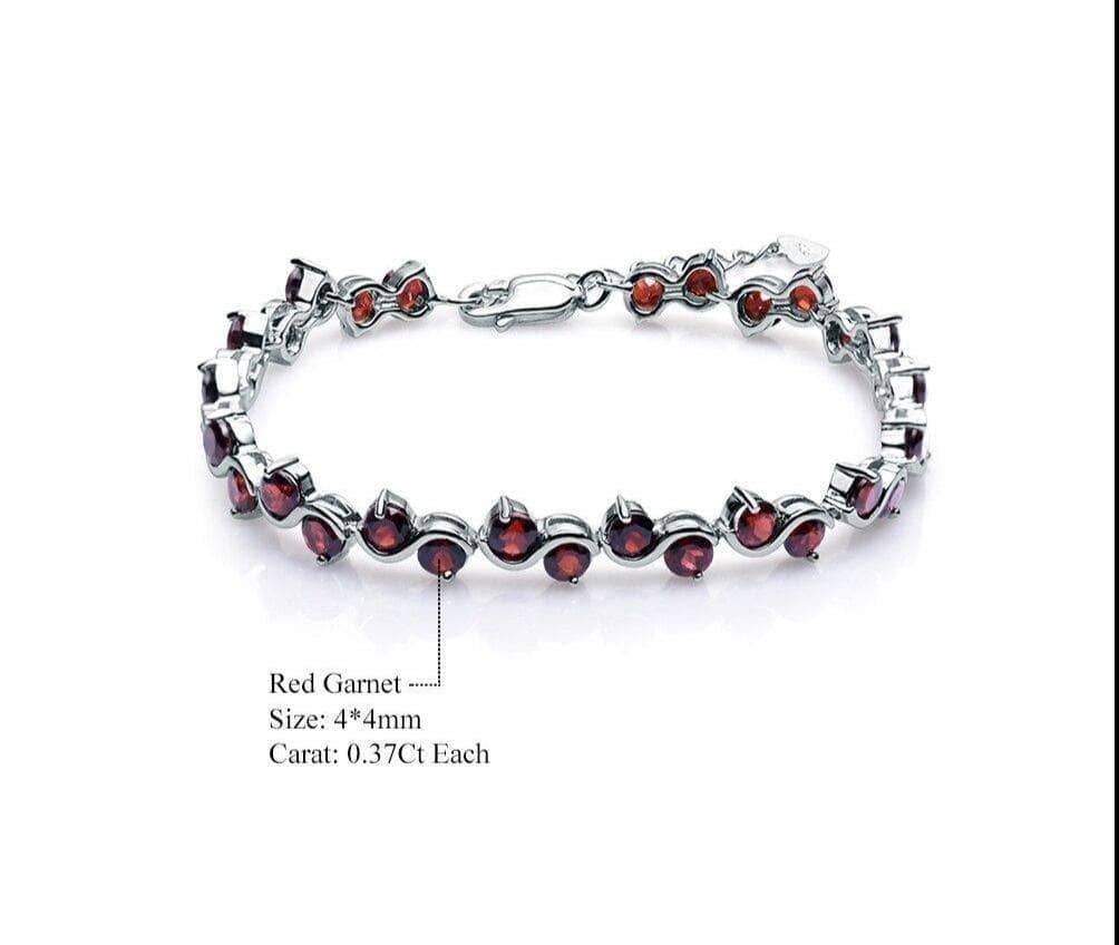 11.79Ct Natural Red Garnet Gemstone Bracelet - Black Diamonds New York
