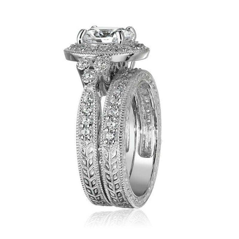 1.2 Ct Round Cut Cubic Zircon 925 Sterling Silver Halo Ring