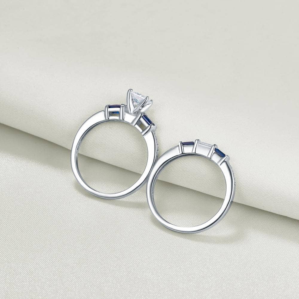 1.24 Ct Princess Cut Clear & Blue EVN Stone Ring-Black Diamonds New York