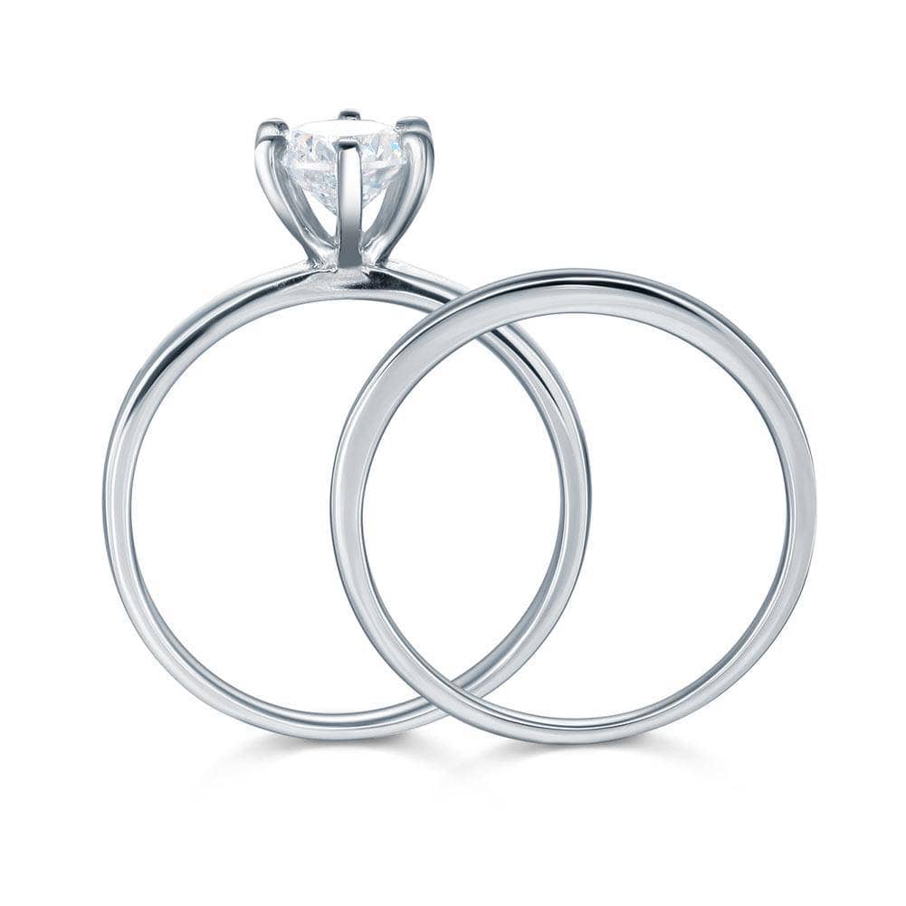 1.25 Carat Created Diamond 2-Pc Ring Set 6 Claws