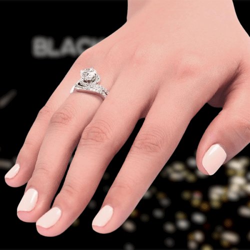1.25 Carat Created Diamond Bridal Ring Set-Black Diamonds New York