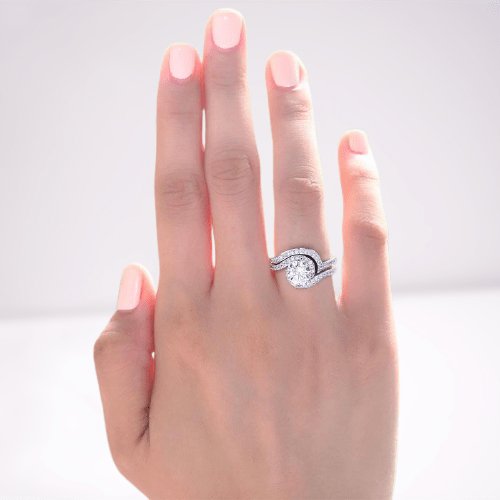 1.25 Carat Created Diamond Bridal Ring Set - Black Diamonds New York
