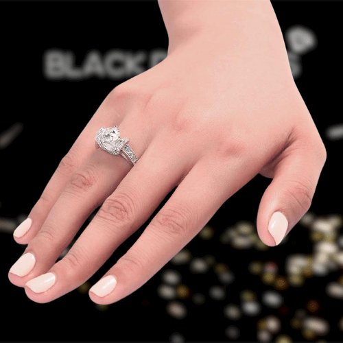 1.25 Carat Created Diamond Wedding Engagement Ring-Black Diamonds New York