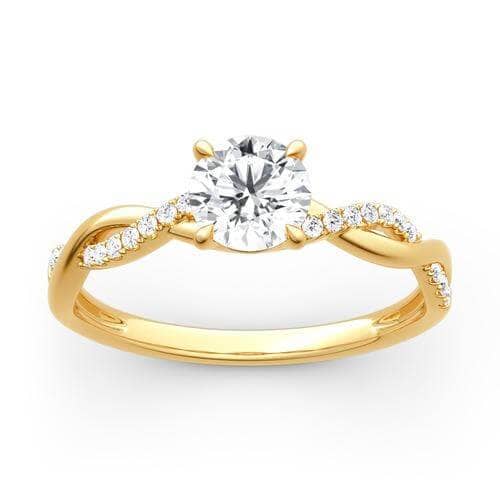1.25 Carat Round Cut Twist Yellow Gold Promise Ring - Black Diamonds New York