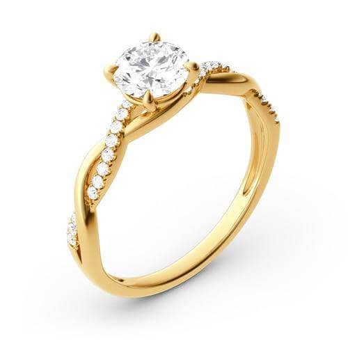 1.25 Carat Round Cut Twist Yellow Gold Promise Ring - Black Diamonds New York