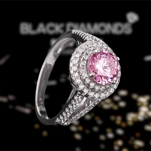 1.25Ct Created Diamond Double Halo Engagement Ring - Black Diamonds New York