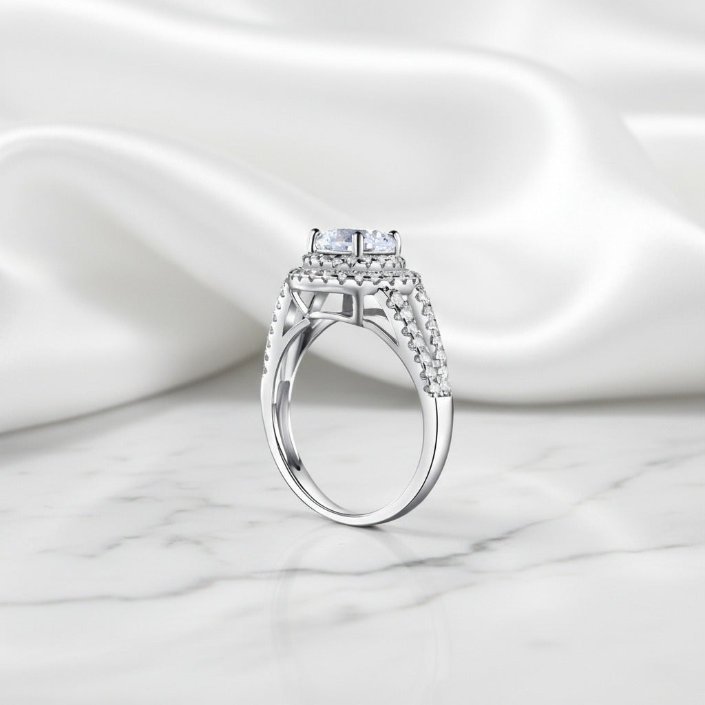 1.25 Ct Diamond Option Double Halo Engagement Ring-Black Diamonds New York