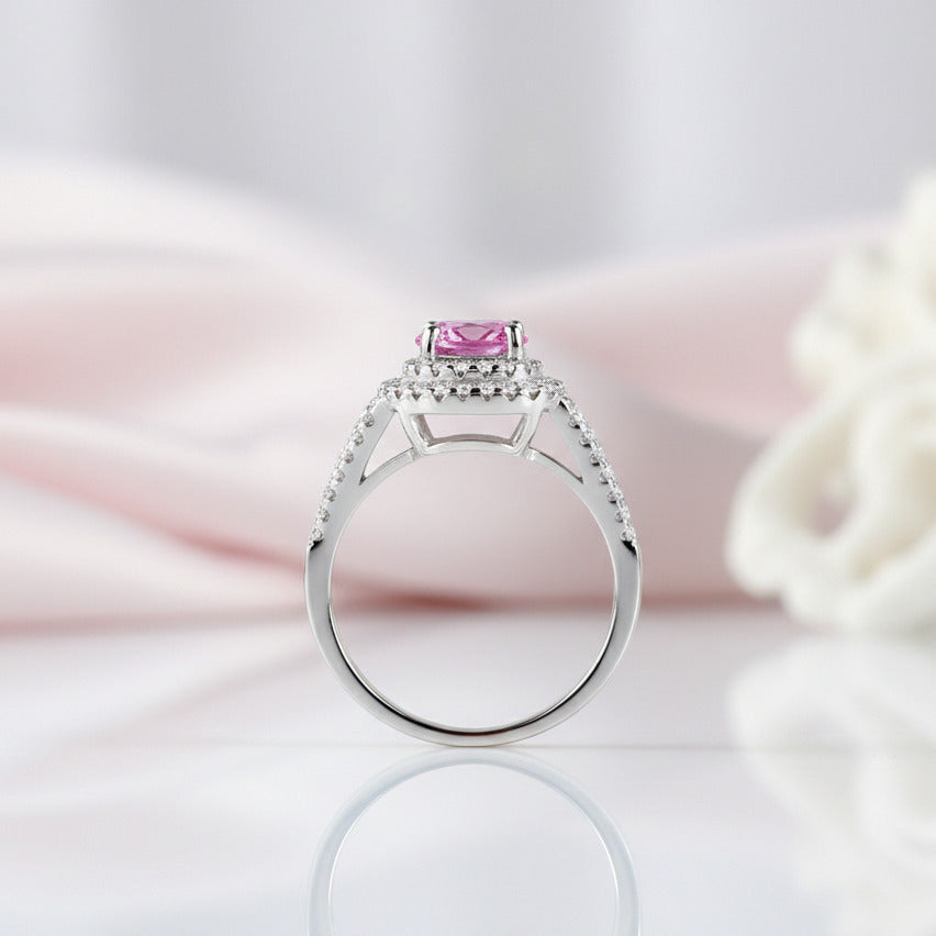 1.25 Ct Diamond Option Double Halo Engagement Ring-Black Diamonds New York