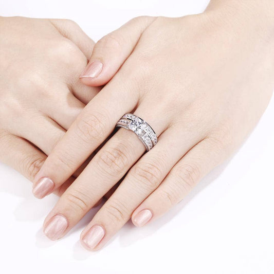 1.25ct Princess Cut Cubic Zircon Bridal Ring Set