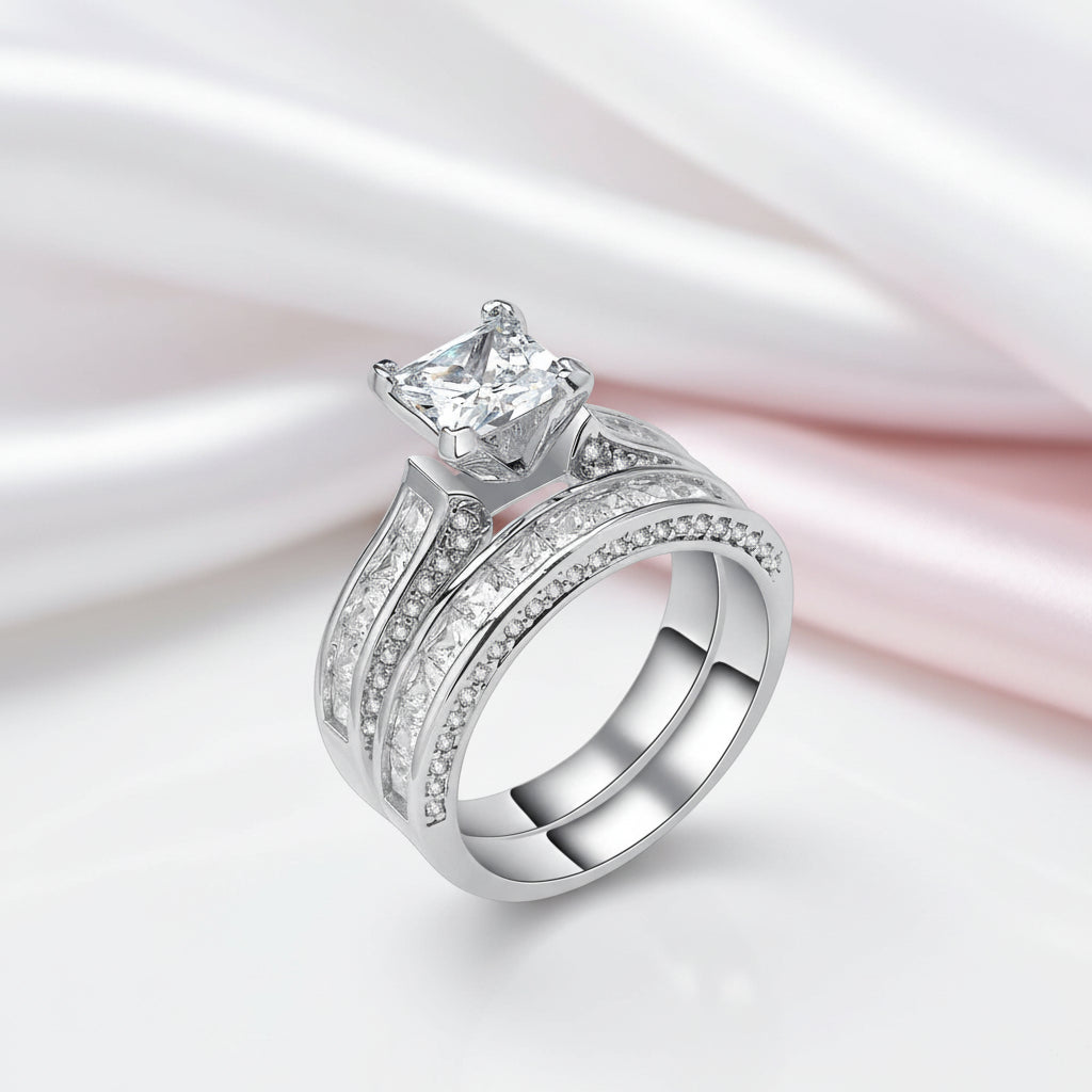 1.25ct Princess Cut Diamond Bridal Ring Set-Black Diamonds New York