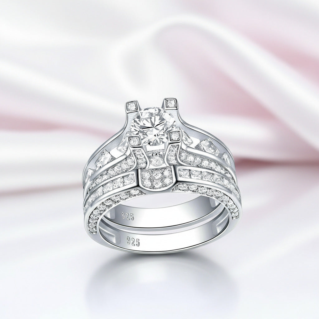 1.25ct Round Cut Diamond Option Vintage-Inspired Ring Set-Black Diamonds New York