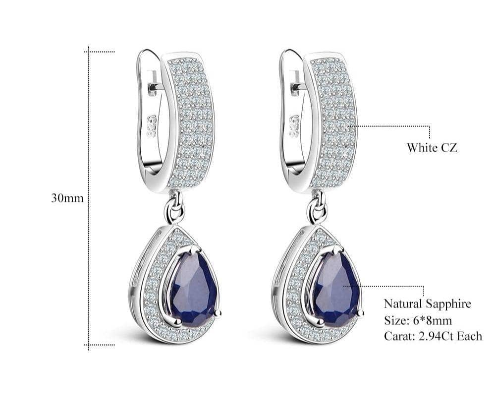 1.29ct Natural Sapphire Gemstone Drop Earrings-Black Diamonds New York