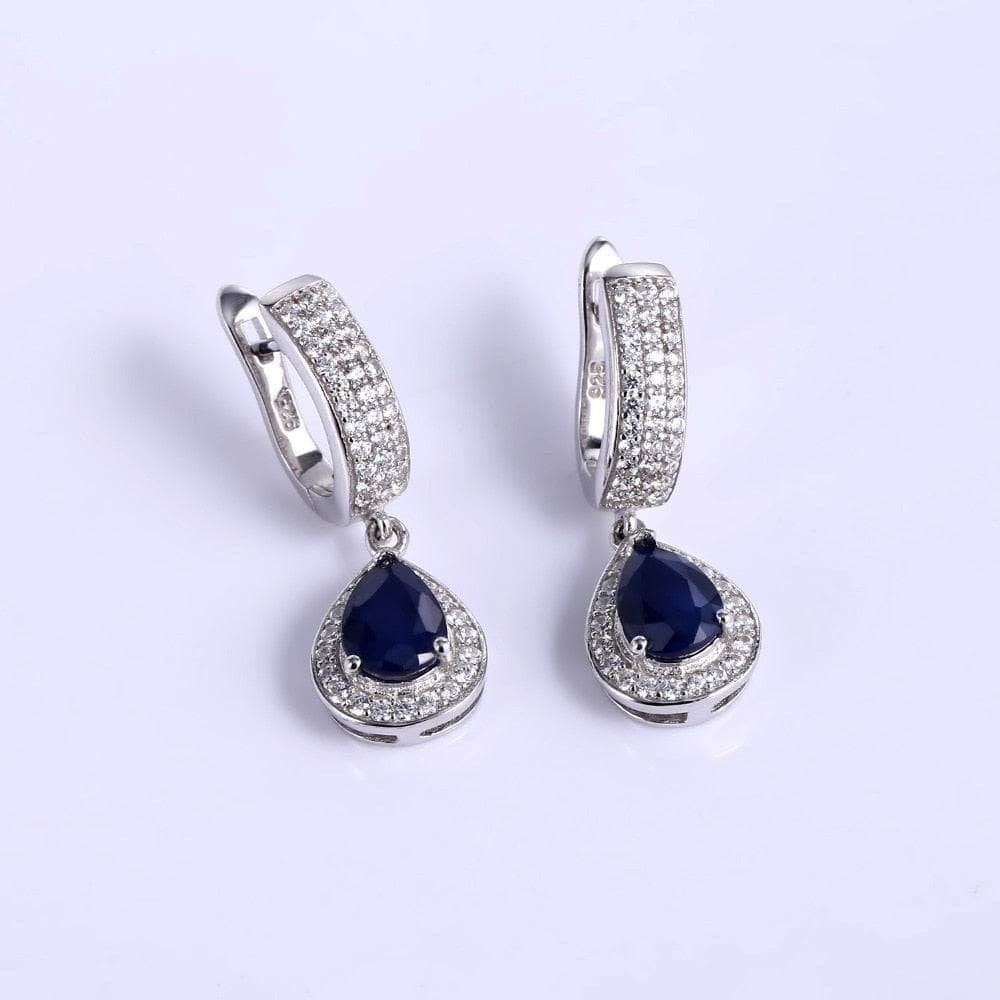 1.29ct Natural Sapphire Gemstone Drop Earrings-Black Diamonds New York