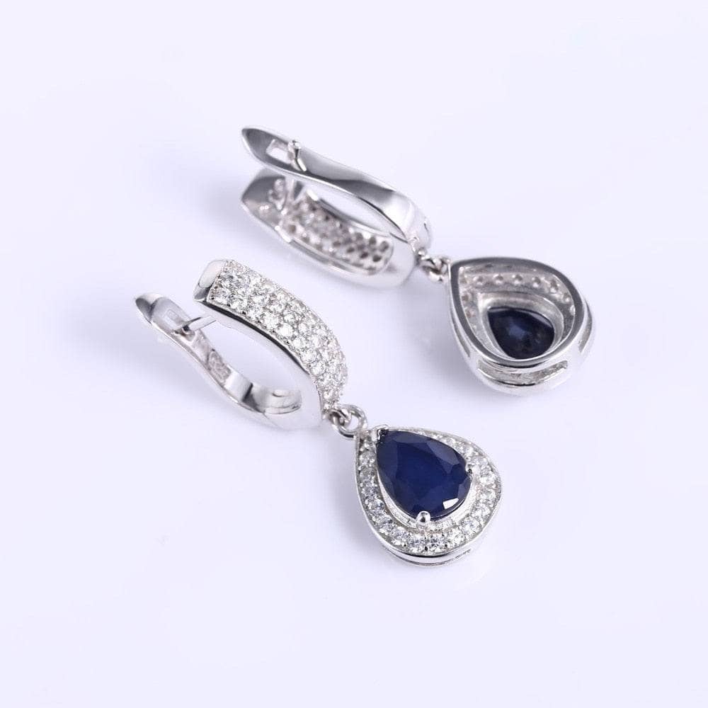 1.29ct Natural Sapphire Gemstone Drop Earrings - Black Diamonds New York