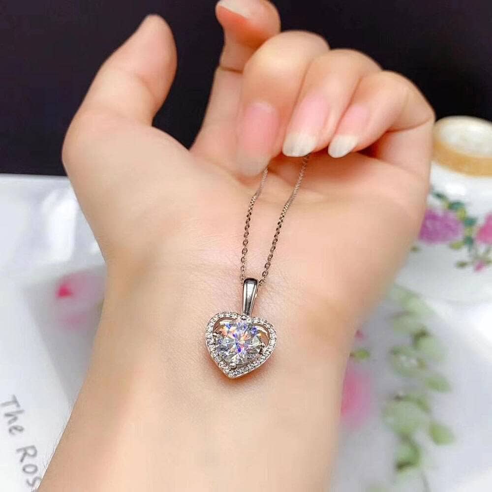 1/2ct Moissanite Heart Shaped Pendant Necklace-Black Diamonds New York