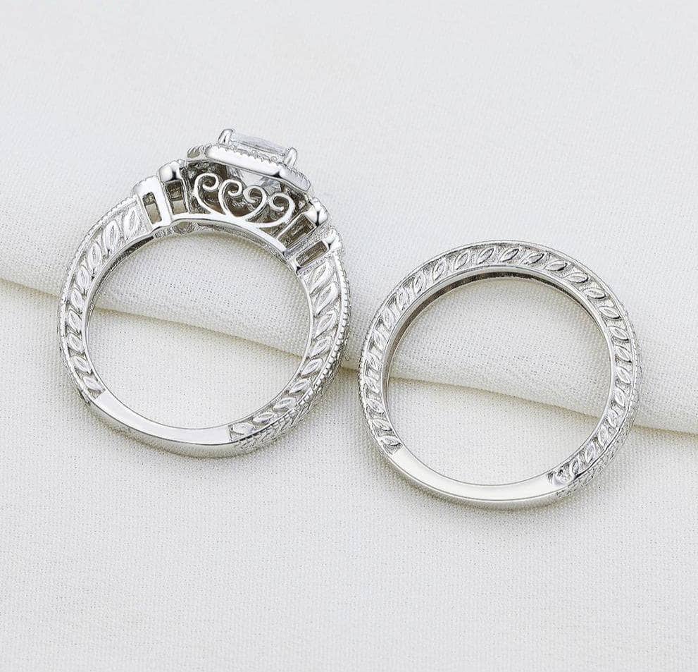 1.2ct Princess Created Diamond Ring Set - Black Diamonds New York-Black Diamonds New York