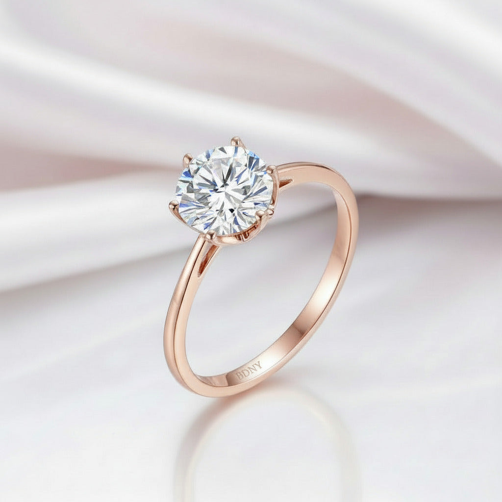1.2ct Round Diamond Option 10k Rose Gold Ring-Black Diamonds New York
