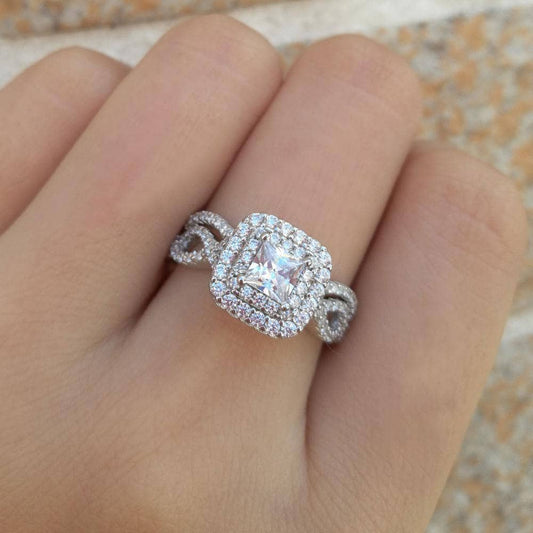 1.3 Ct Princess Cut Cubic Zircon Engagement Ring