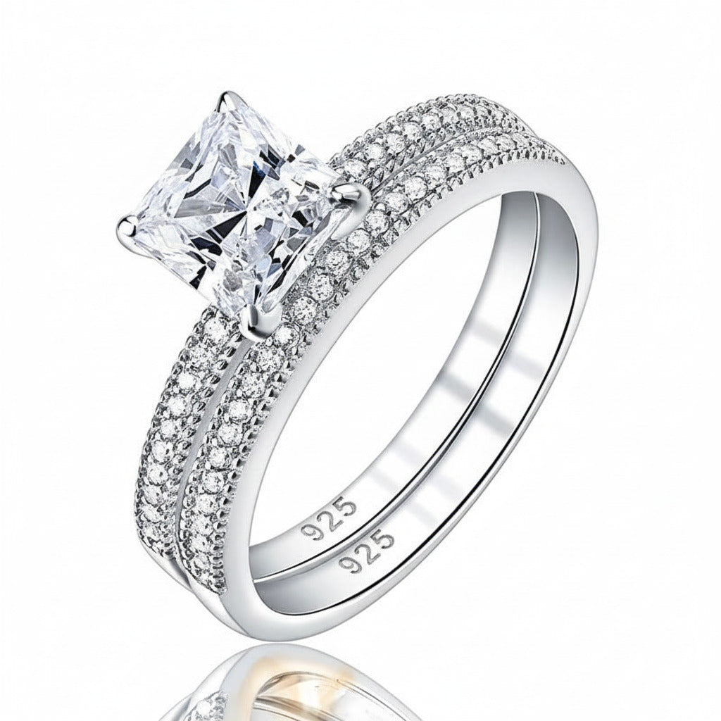 1.3 Ct Princess Cut Diamond Option Ring Set-Black Diamonds New York