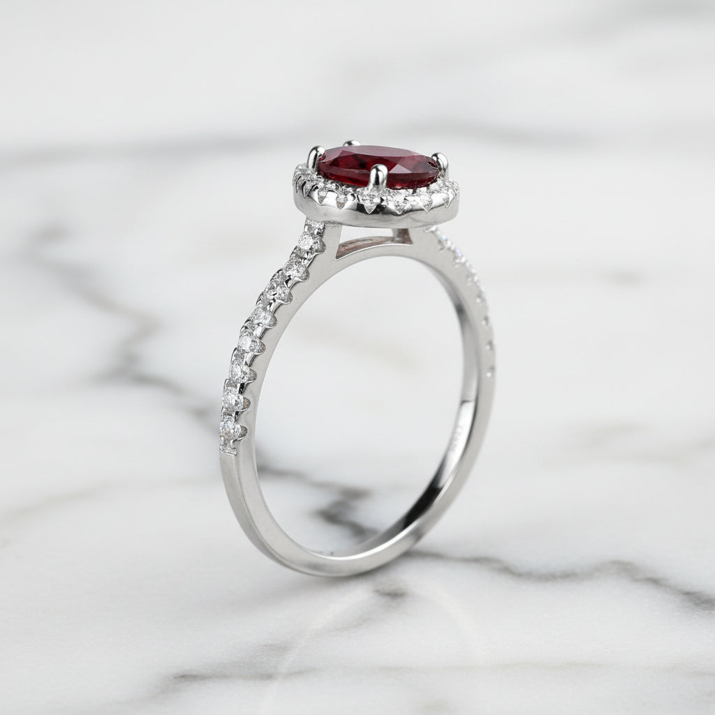 1.36 Ct Pear Cut Exquisite Garnet Simulant Ring-Black Diamonds New York