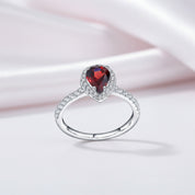 1.36 Ct Pear Cut Exquisite Garnet Simulant Ring-Black Diamonds New York