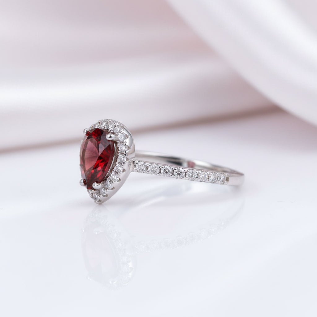 1.36 Ct Pear Cut Exquisite Garnet Simulant Ring-Black Diamonds New York