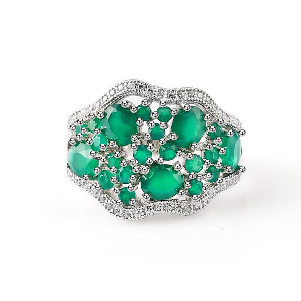 14.31Ct Natural Green Agate Jewelry Set - Black Diamonds New York