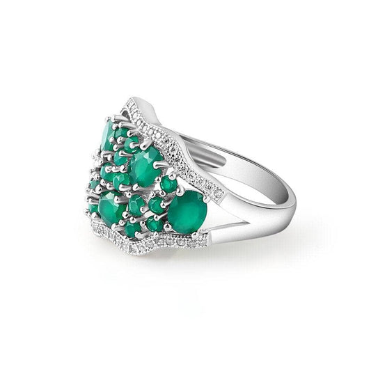 14.31Ct Natural Green Agate Jewelry Set-Black Diamonds New York