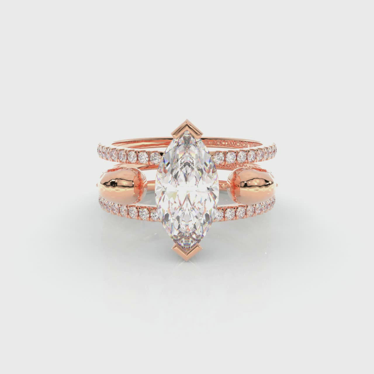 You & Me Rings- 14k Rose Gold Gothic Wedding Rings