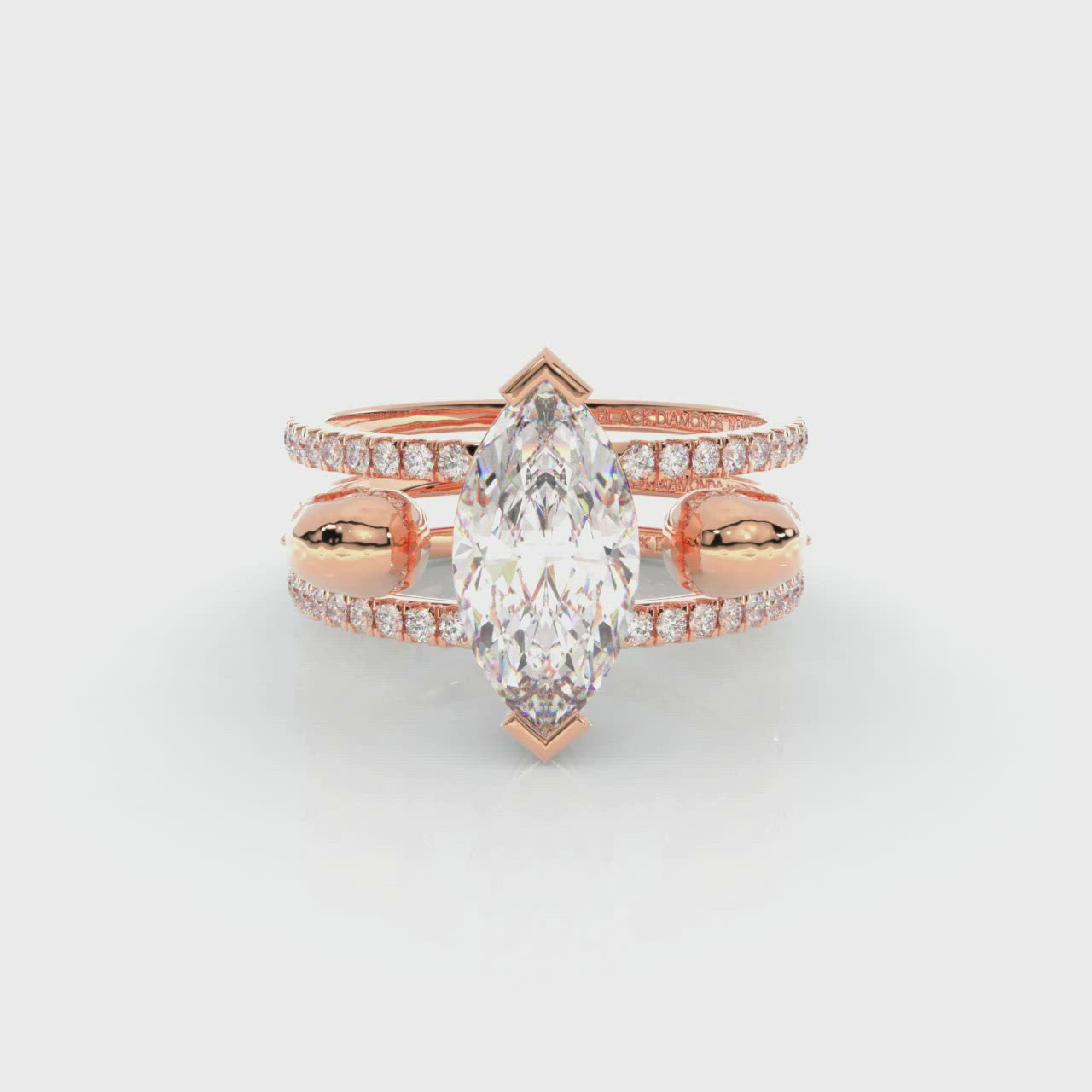 You & Me Rings- 14K Rose Gold Gothic Wedding Rings
