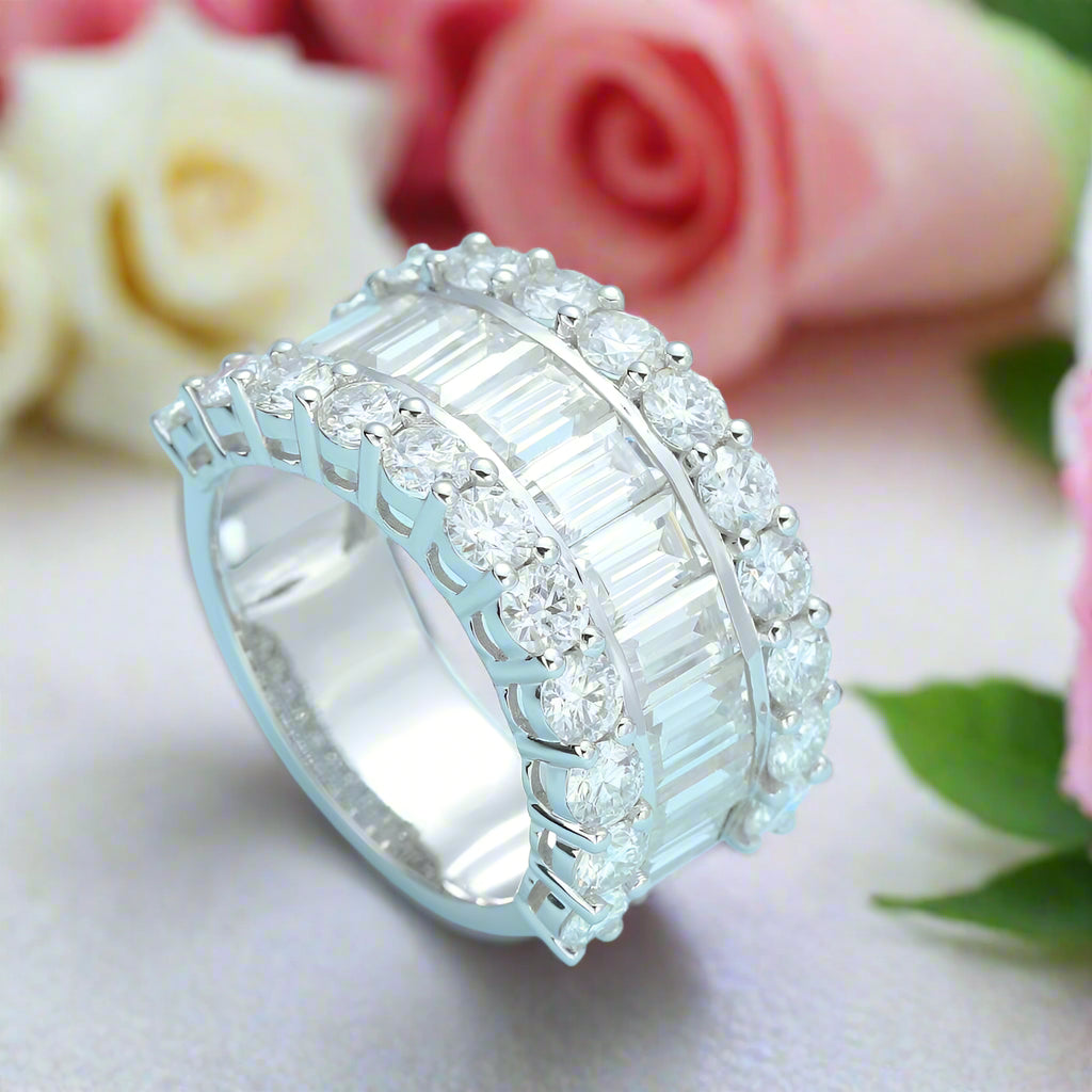 14K Gold Baguette Cut Diamond Anniversary Ring-Black Diamonds New York