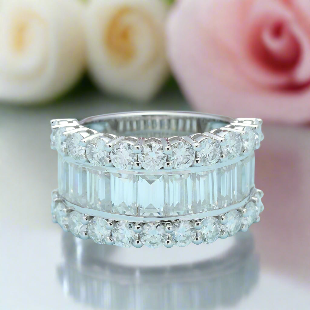 14K Gold Baguette Cut Diamond Anniversary Ring-Black Diamonds New York