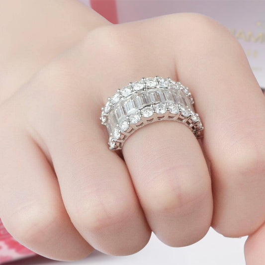 14K Gold Baguette Cut Diamond Anniversary Ring-Black Diamonds New York