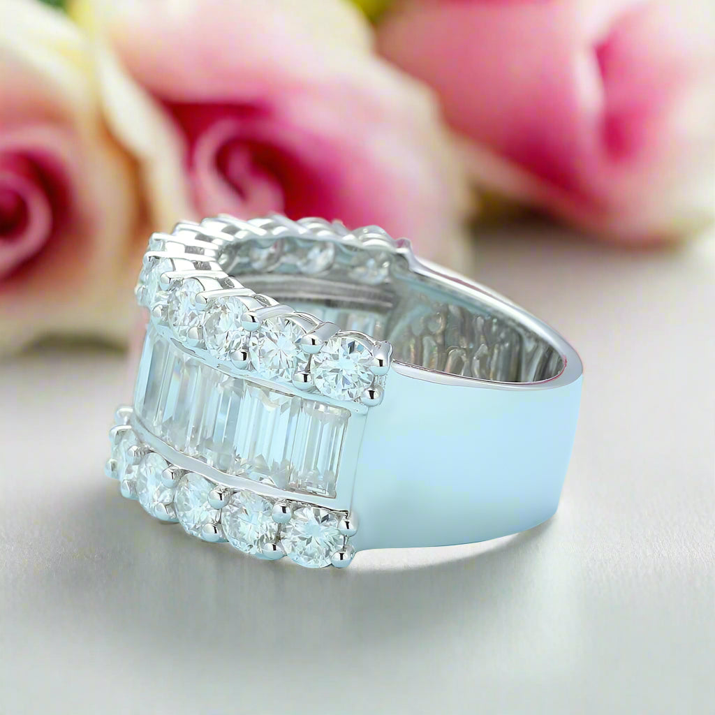 14K Gold Baguette Cut Diamond Anniversary Ring-Black Diamonds New York