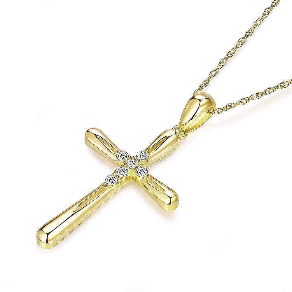 14K Gold Cross Pendant Necklace with 0.13 Ct Diamonds-Black Diamonds New York